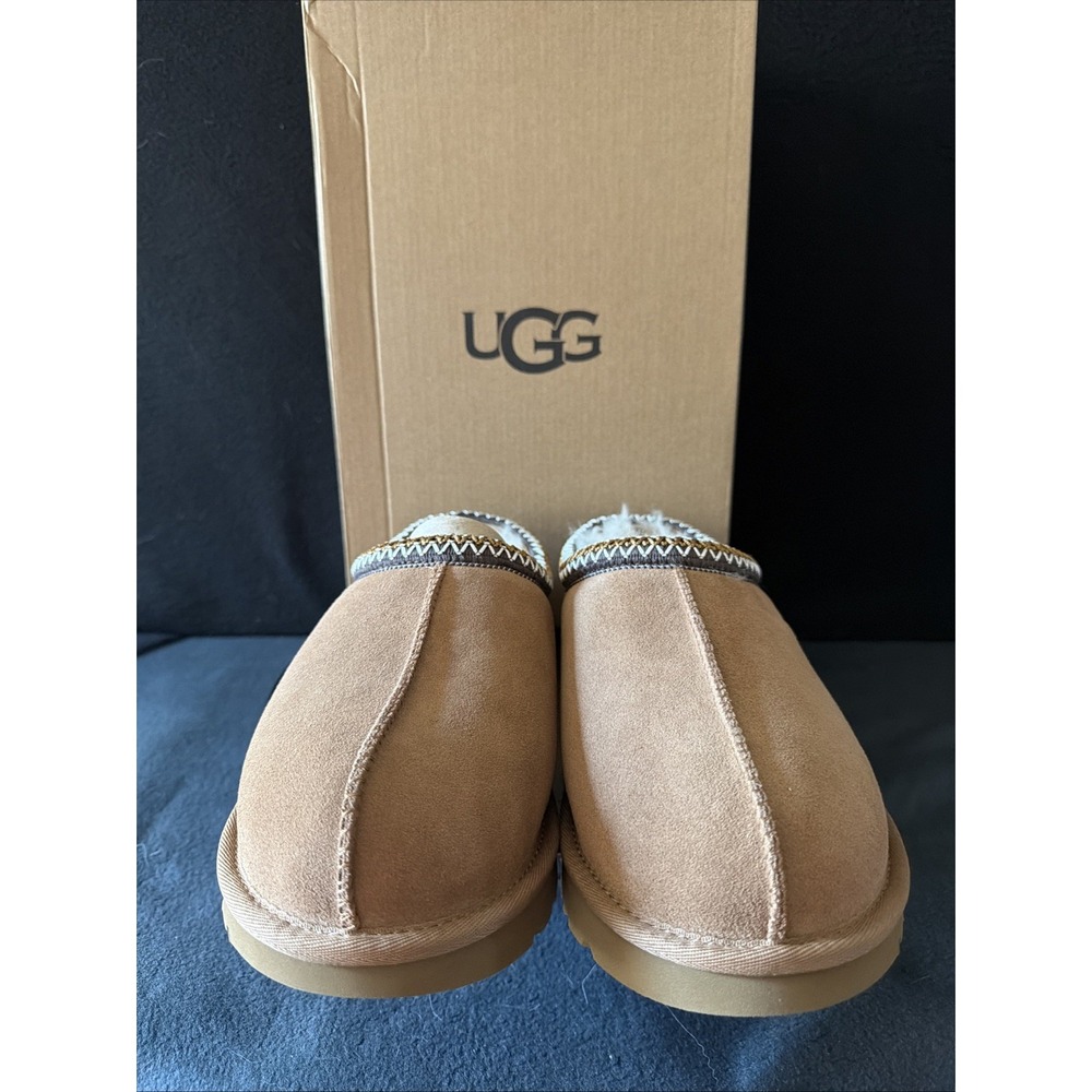 UGG W TASMAN CHESTNUT SUEDE SHEEPSKIN BRAID WOMEN'S SLIPPERS SIZE 11